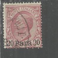 ITALY ITALIA LEVANTE ALBANIA 1907 NUOVO VALORE 20 PARA SU 10 CENT. USED TIMBRATO USED SENZA SCRITTA ALBANIA - Albanie