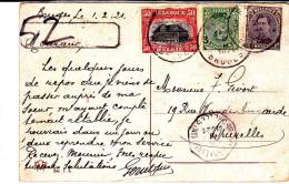 N°137-139-144 Càd Bruges 2.II.1921 C/CP V.BXL-arr.c.télégr.BXL(Nd).tarif 70c.TB - Covers & Documents