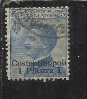 LEVANTE COSTANTINOPOLI 1909-1911 SOPRASTAMPATO D'ITALIA ITALY OVERPRINTED 1 PI SU 25 CENT. USATO USED OBLITERE' - Bureaux D'Europe & D'Asie