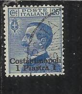 LEVANTE COSTANTINOPOLI 1909-1911 SOPRASTAMPATO D'ITALIA ITALY OVERPRINTED 1 PI SU 25 CENT. USATO USED OBLITERE' - Europese En Aziatische Kantoren