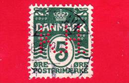 DANIMARCA - 1905 - USATO - Cifra In Ovale  - 5 - Perforato - Used Stamps