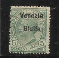 VENEZIA GIULIA 1918 SOPRASTAMPATI D´ITALIA ITALY OVERPRINTED  5 CENT. MNH - Venezia Giuliana