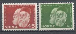 Norvège 1961 N°421/422 Neufs** Prix Nobel De La Paix - Unused Stamps