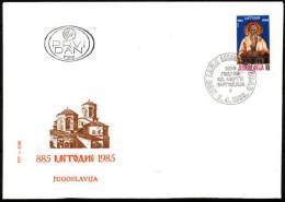YUGOSLAVIA - JUGOSLAVIA  - METODIE PATRON EUROPE - CHURCH - FDC -1985 - EU-Organe