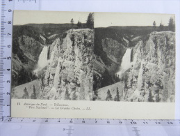 CPA Carte Stéréoscopique - 14 Amérique De Nord - Yellowtone "Parc National"  - Les Grandes Chutes - Autres & Non Classés