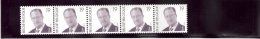 S.M Le Roi Albert II-R86-2714-COB-1997*** Bande De Cinq Avec Numéro 5 Chiffres (voir 2 Scans) - Coil Stamps