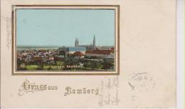 Litho Gruss Aus Bamberg Mit Rahmen 9.6.1901 Nach Erlangen - Bamberg
