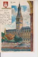 Litho Hamburg Rathaus Wappen Gemalt Kley Karlsruhe 14.6.1904 Nach Torino - Mitte