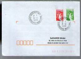 France Lettre CAD Rochefort 6-04-1999 / Tp Sabine Roulette 2157 & 2158 - N° 240 Rouge Au Dos Du 2157 - Coil Stamps
