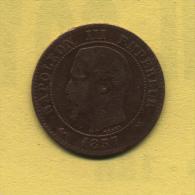 FRANCE : NAPOLEON  III    Tête Nue :  2 Centimes 1857   B - 2 Centimes