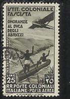 COLONIE ITALIANE EMISSIONI GENERALI 1934 POSTA AEREA AIR MAIL ONORANZE AL DUCA DEGLI ABRUZZI USED TIMBRATO - Amtliche Ausgaben