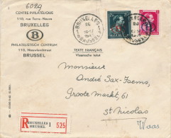 898/20 -- Lettre Recommandée Avec Contenu - 2 TP SERVICE Col Ouvert  BRUXELLES 1945 Vers ST NICOLAS WAAS - Storia Postale