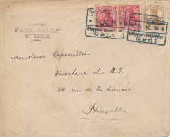 902/20 -- Lettre TP Germania Etapes Censure GENT 1916 Vers BXL - Cachet Paul Galle à SOTTEGEM - OC26/37 Zonas Iniciales