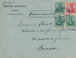 903/20 -- Lettre TP Germania Etapes Censure PUWST 33 1917 Vers BXL - Entete Dentelles Schovaers à WICHELEN Termonde - OC26/37 Etappengebiet