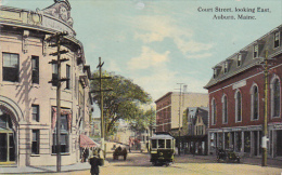 Maine Auburn Court Street Looking East Trolley - Auburn