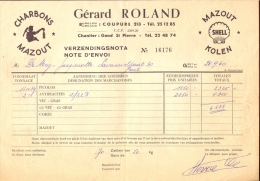 Factuur Charbons Kolen Mazout Gerard Roland - Gent 1960 - 1950 - ...