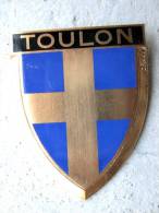 ANCIENNE PLAQUE DE SCOOTER EMAILLEE ANNEE 1950 TOULON 83 EXCELLENT ETAT AUCUNS ECLATS DRAGO PARIS - Otros & Sin Clasificación