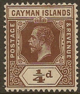 CAYMAN IS 1912 1/4d KGV SG 40 HM YK157 - Iles Caïmans