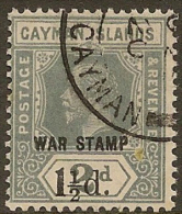 CAYMAN IS 1919 1 1/2d On 2d KGV SG 58 U YK168 - Cayman (Isole)