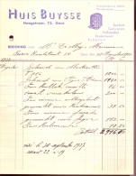Factuur Brief Lettre Gent - Huis Buysse Kachels 1937 - 1900 – 1949