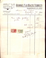 Factuur Brief Lettre Gent - Aannemer Schrijnwerkerij Georges Van Haute - Verduyn 1937 - 1900 – 1949