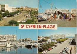 SAINT CYPRIEN PLAGE (66 Pyr.Or) Multivues - Véhicules D´époque Années 1970 Env. (animée écrite Voir Détails Scan) MW341 - Saint Cyprien