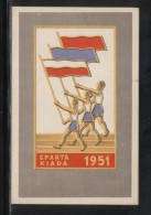 POLAND 1951 SPARTARKIADA SPORTS CHAMPIONSHIPS TYPE 4 THREE FLAG CARRIERS POSTCARD PC - Covers & Documents