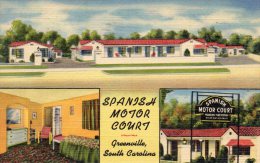 Spanish Motor Court Greenville SC Old Postcard - Greenville