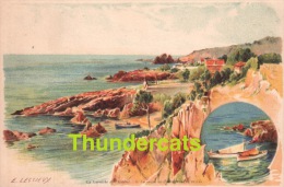 CPA ILLUSTRATEUR CARTE LITHO E. LESSIEUX  ** LA CORNICHE DE L'ESTEREL CALANQUE  ** ARTIST SIGNED LITHO CARD - Lessieux