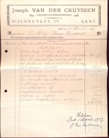 Factuur Brief Lettre Gent - Loodgieter Joseph Van Der Cruyssen - 25 Maart 1937 - 1900 – 1949