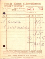 Factuur Brief Lettre Gent - Meubels - Maison D' Ameublement  - H. Verbeke - 14 - 1900 – 1949