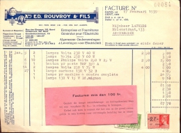 Factuur Brief Lettre Gent - Ed. Rouvroy & Fils - Electriciteit - 17 Feb 1939 - 1900 – 1949