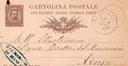 1886  CARTOLINA CON ANNULLO  BIANCO REGGIO - Interi Postali