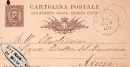 1886  CARTOLINA CON ANNULLO  BIANCO REGGIO - Postwaardestukken