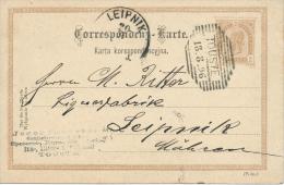 1896. AUSTRIAN OCCUPATION  CORRESPONDENTZ  KARTE TOUSTE--LEIPNIK - ...-1860 Préphilatélie