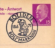 Boli´Marknan Boliden 1971 On  East German Postal Card With Reply P74 Air Mail Exprès - Autres & Non Classés