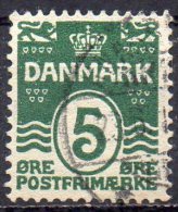 DENMARK 1905 Numeral - Solid Background. -  5ore - Green   FU - Used Stamps