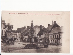 Carte 1910 CRECY EN PONTHIEU / LA PLACE ET LES DEUX MONUMENTS - Crecy En Ponthieu