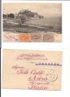 $3-2866 GRECIA CORFU' 1904 STAMPS CARD TO ITALY - Brieven En Documenten