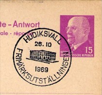 FRIMÄRKSUTSTÄLLNINGEN HUDIKSVALL 1969 On East German Postal Card With Reply P74 - Otros & Sin Clasificación