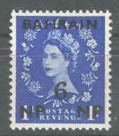 BAHRAIN POSTAGE 1957-1959 QUEEN ELIZABETH II - OVERPRINT 6 NP - SIX NP On 1 D ULTRAMARINE STAMP MNH ** SG 104 - Bahrein (...-1965)