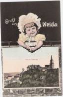 Gruss Aus Weida Kr Greiz Schloß Osterburg Jugendstil Mädchen 23.12.1906 Gelaufen - Weida