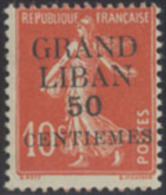 LEBANON Liban  Great Lebanon 1924-25 Unlisted  50con 10 C RED Rouge Extremely RARE  MNH - Zonder Classificatie