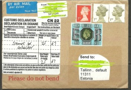 GREAT BRITAIN England Cover To Estland Estonia Estonie 2013 With Custom Declaration Queen Stamps - Lettres & Documents