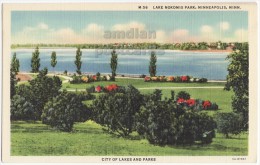 USA, MINNEAPOLIS MN ~ LAKE NOKOMIS PARK~ C1940s Vintage MINNESOTA SCENIC Linen Postcard  [3977] - Minneapolis