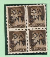 Venezia Giulia - Quartina Del 10 Cent. Bruno Sass. 1d Soprastampa Capovolta ** MNH - Mint/hinged