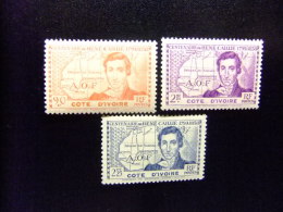 COTE D'IVOIRE -  COSTA DE MARFIL 1939  CENTENARIO DE LA MUERTE DEL  EXPLORADOR RENE CAILLIE  Yvert Nº 141 /143  * MH - Unused Stamps