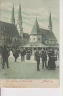 Litho Altötting Kapelle Und Pfarrkirche Leute Nach Dem Gottesdienst 22.6.1906 - Altoetting