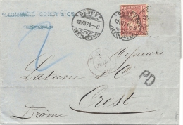 1871 Brief Von Genve Nach Crest PD Mit 10 Rp. Roter Sitzende Helvetia - Briefe U. Dokumente