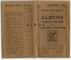 Prix Coutant Des Albums Yvert & Tellier Et Accessoires Philateliques Decembre 1936- 67 Pages BE10.5 X 17.5 Cm - Auktionskataloge